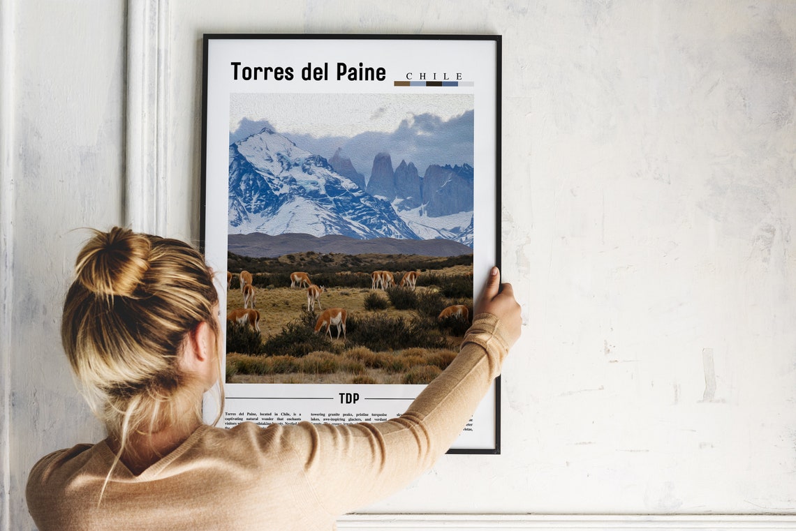 Torres Del Paine Poster Torres Del Paine Print Torres Del Paine Wall Art South America Poster South America Print Travel Poster - Image 2