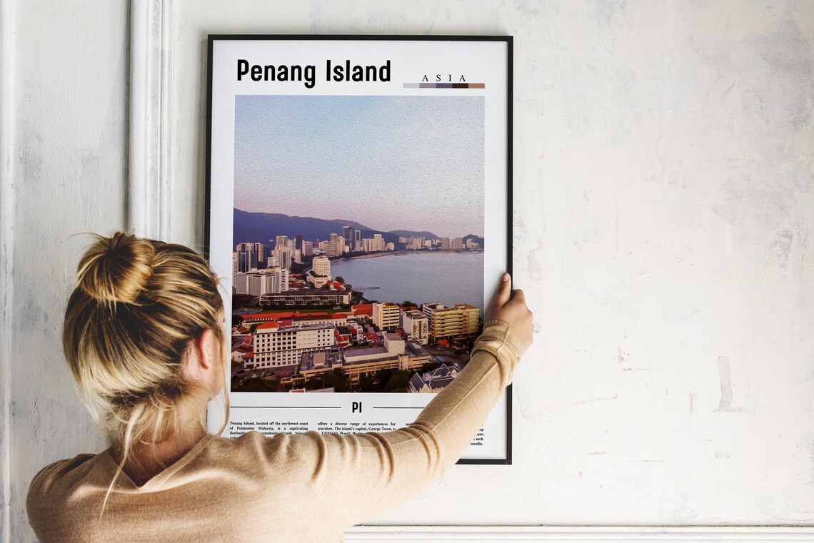 Penang Island Malaysia Waterfront Cityscape Asia Travel Art Poster - Image 2