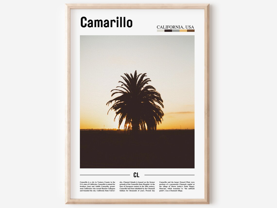 Camarillo Print Camarillo Poster Camarillo Wall Art Minimal Travel Print Minimal City Poster Travel Destination Oil Painting Poster