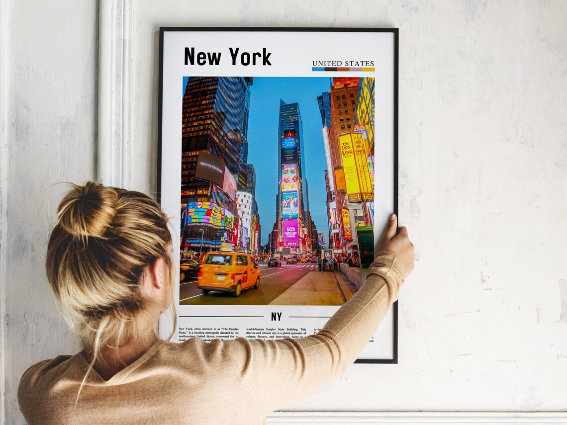 New York Times Square Night Taxi Billboards City Lights Travel Poster - Image 2