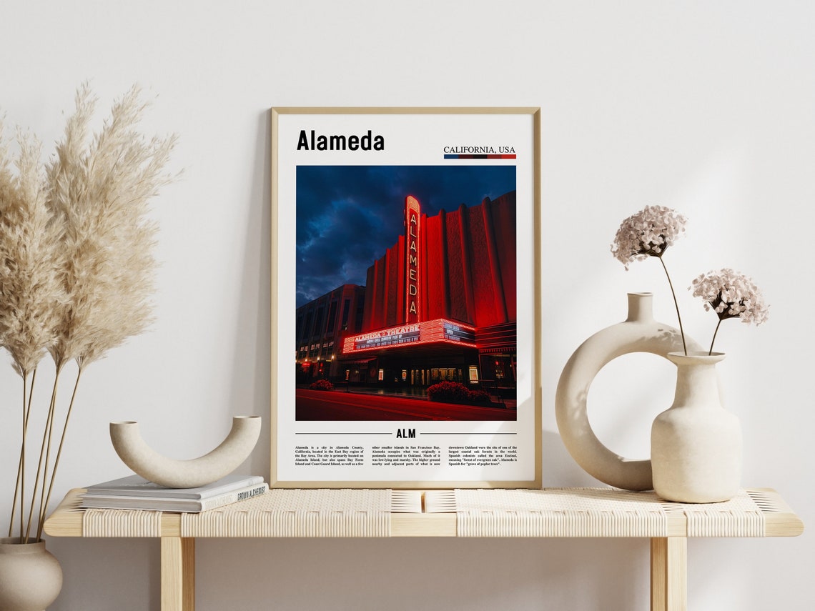 Alameda Print Alameda Poster Alameda Wall Art Minimal Travel Print Minimal City Poster Travel Destination Print Oil Painting Poster - Image 3
