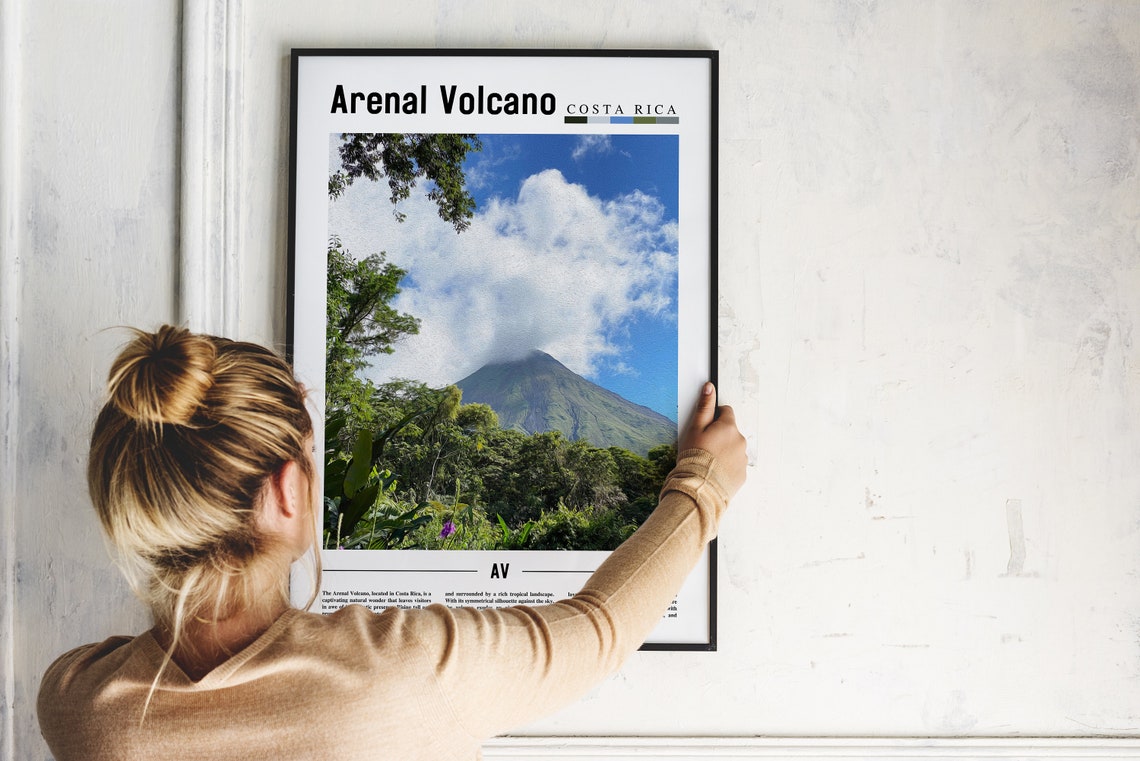 Arenal Volcano Poster Arenal Volcano Print Arenal Volcano Wall Art Minimal Travel Print Travel Destination Oil Painting Poster - Image 2