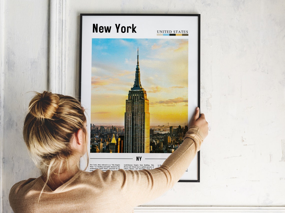New York Empire State Building Golden Sunset Skyline Photo Poster - Image 2