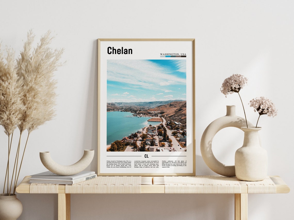 Chelan Washington Travel Photography Poster Lake Chelan Town View - Image 3