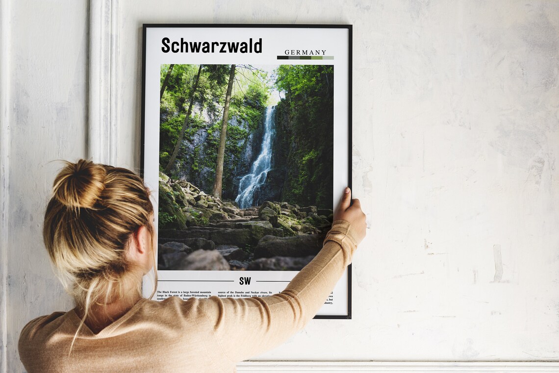 Schwarzwald Print Schwarzwald Poster Schwarzwald Wall Art Minimal Travel Print Minimal City Poster Travel Destination Oil Painting Poster - Image 2