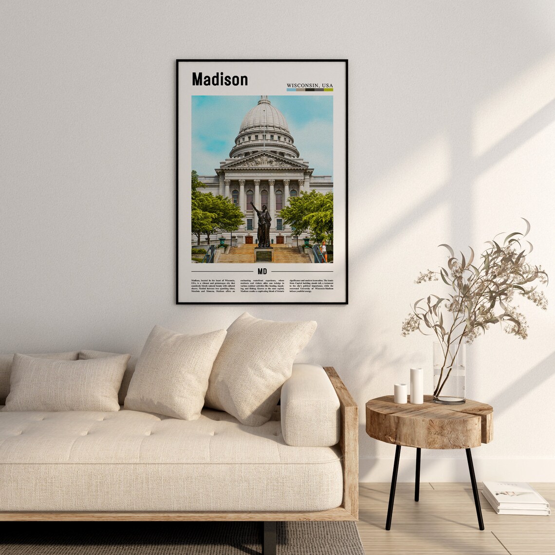 Madison Wisconsin USA State Capitol Building Color Travel Poster - Image 3