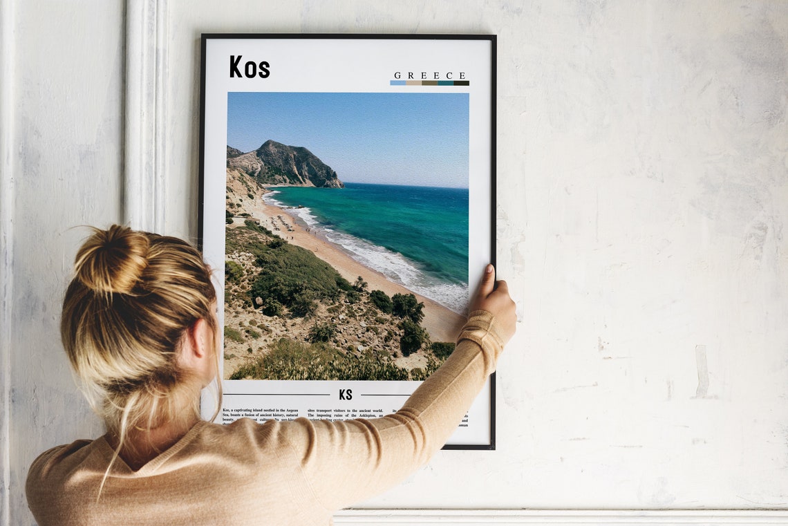 Kos Greece Island Aegean Beach Turquoise Bay Minimal Travel Poster - Image 2