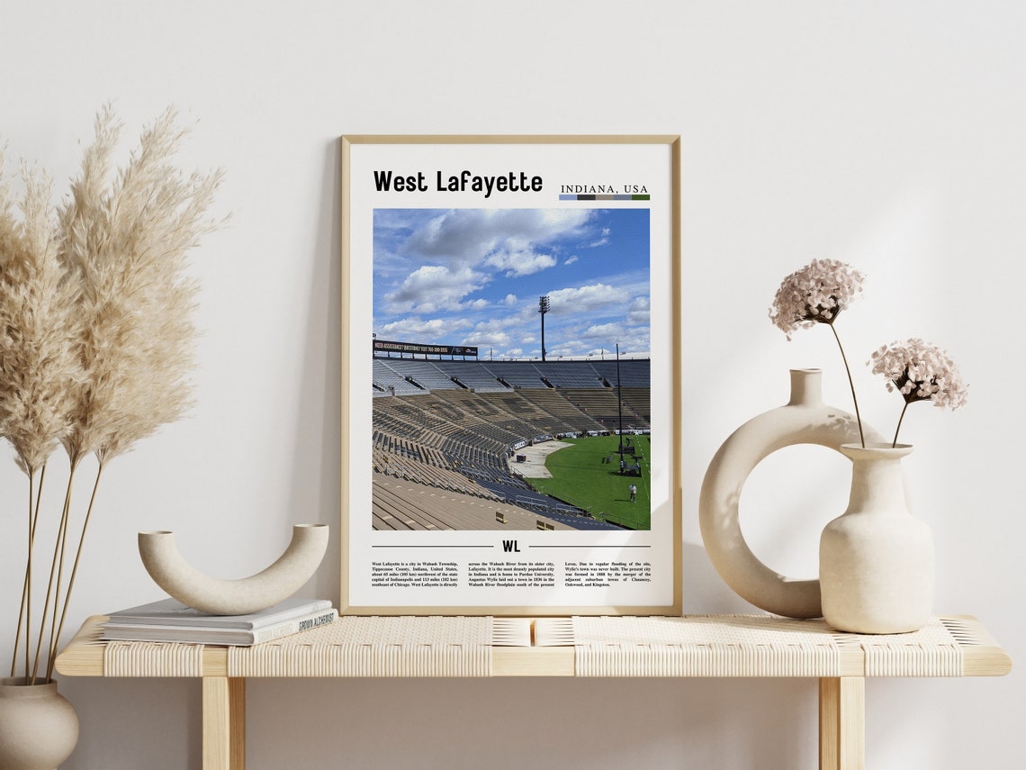West Lafayette Print West Lafayette Poster West Lafayette Wall Art Minimal Travel Print Minimal City Poster Travel Oil Painting Poster - Image 3