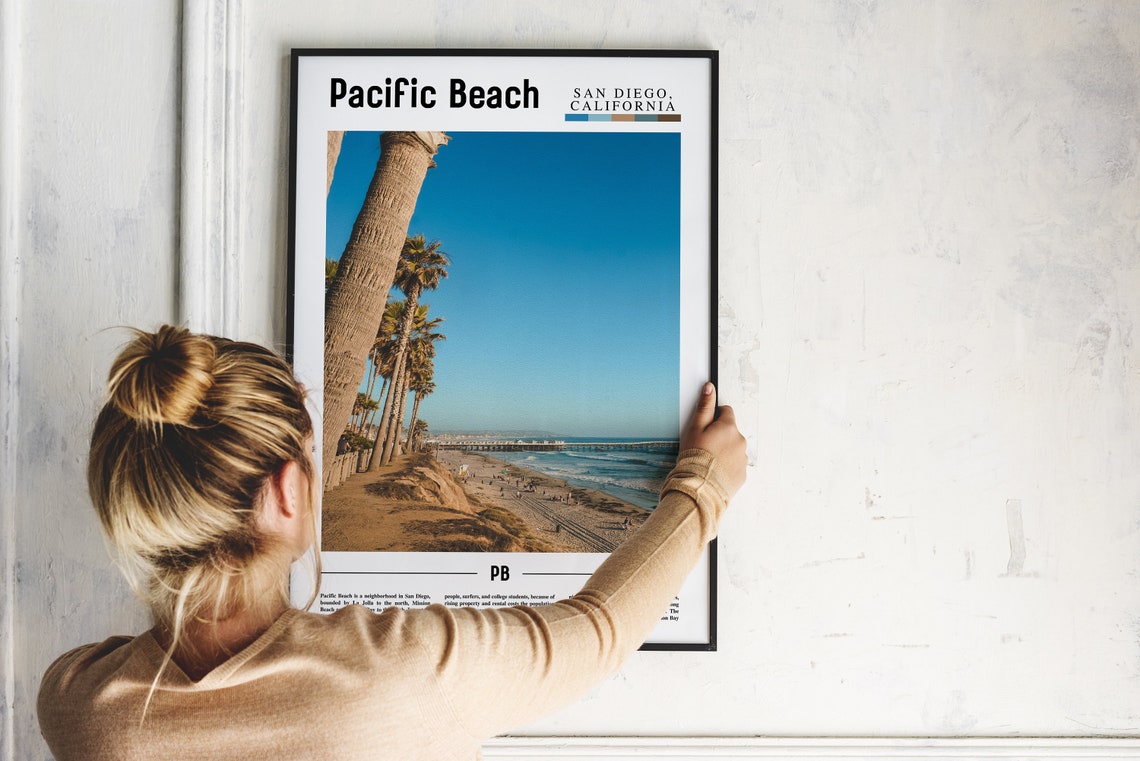 Pacific Beach San Diego Palm Trees Boardwalk Pier Beach Photo Poster - Image 2