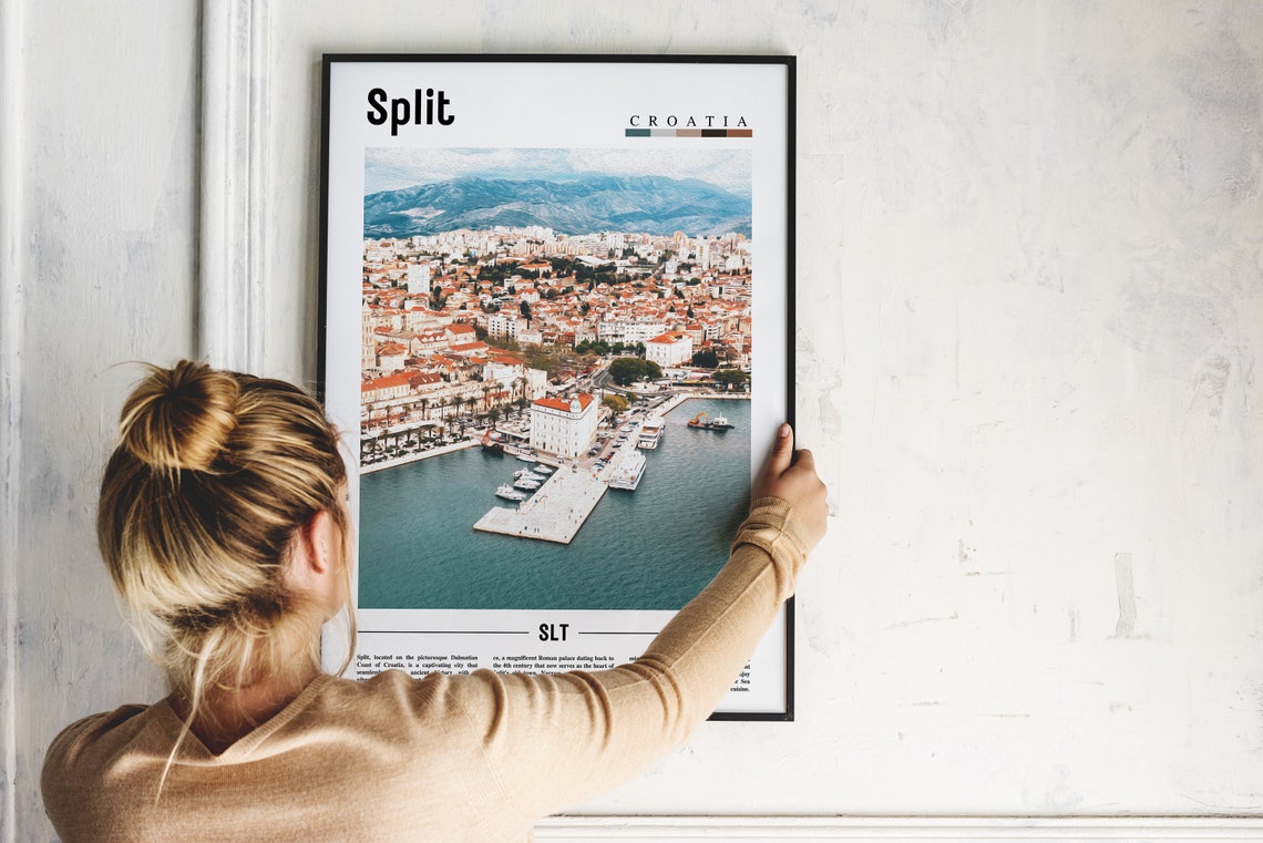 Split Croatia Aerial Harbor Waterfront City Travel Poster Photo - Image 2