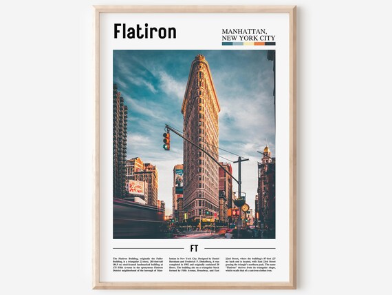 Flatiron Building Manhattan Triangular Landmark Street Travel Poster