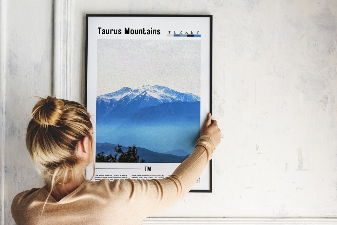 Taurus Mountains Turkey Snow Capped Peaks Blue Landscape Poster - Image 2