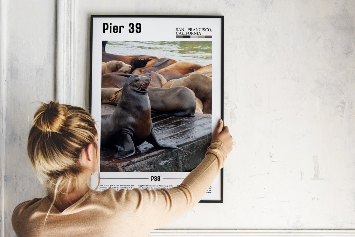 Pier 39 Print Pier 39 Poster Pier 39 Wall Art Minimal Travel Print Minimal City Poster Travel Destination City Print Oil Painting Poster - Image 2