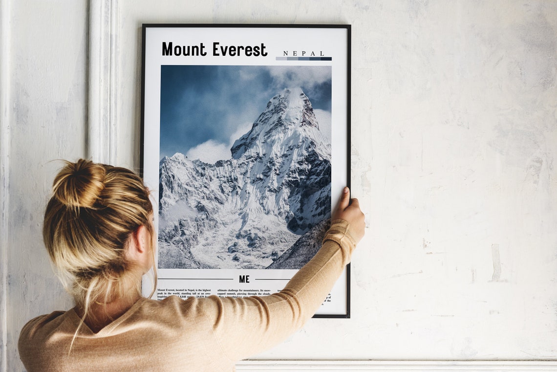 Mount Everest Snow Covered Peak Nepal Adventure Travel Art Poster - Image 2