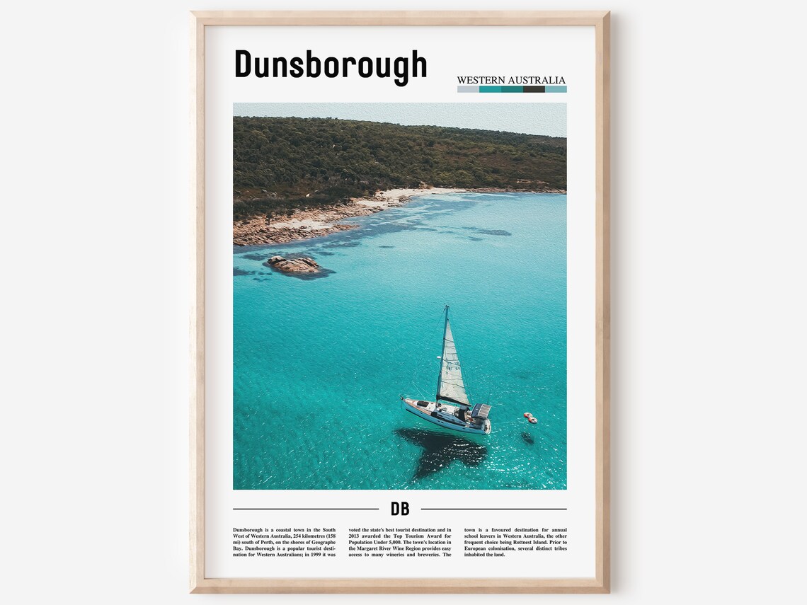 Dunsborough Print Dunsborough Poster Dunsborough Wall Art Minimal Travel Print Minimal City Poster Travel Destination Oil Painting Poster