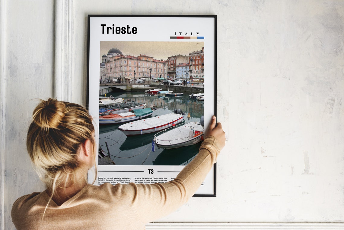 Trieste Italy Harbor Boats Waterfront Historic Port Travel Poster - Image 2