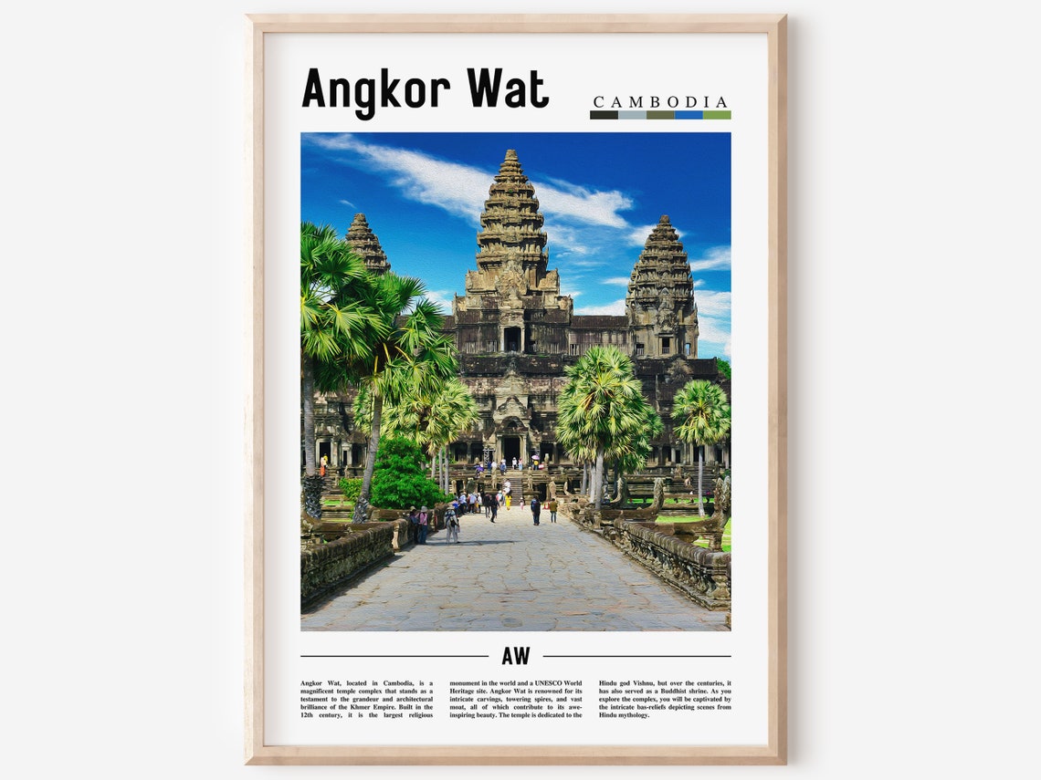 Angkor Wat Cambodia Ancient Temple Complex Sunrise Travel Poster
