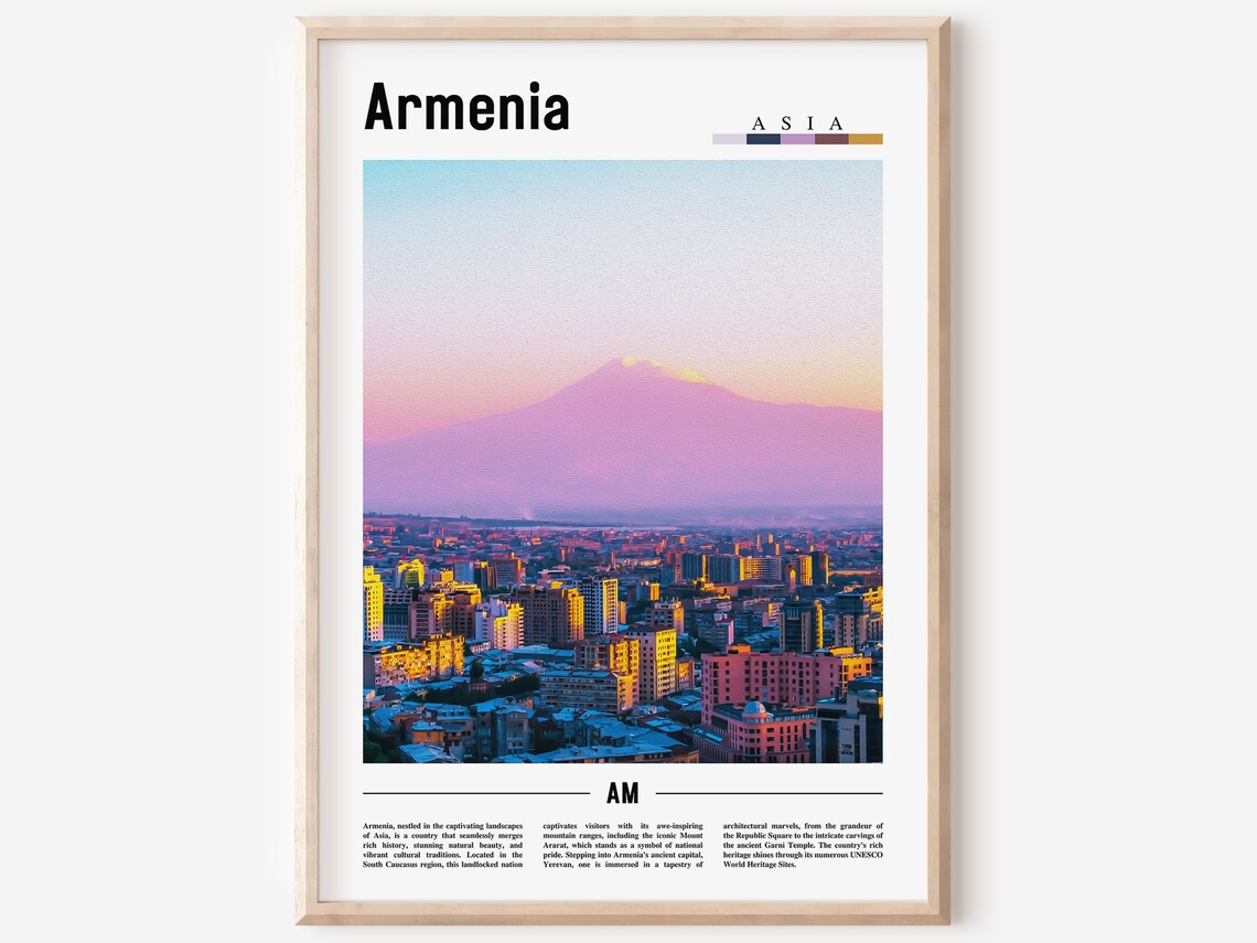 Armenia Mount Ararat Yerevan Sunset Travel Photo Poster Asia