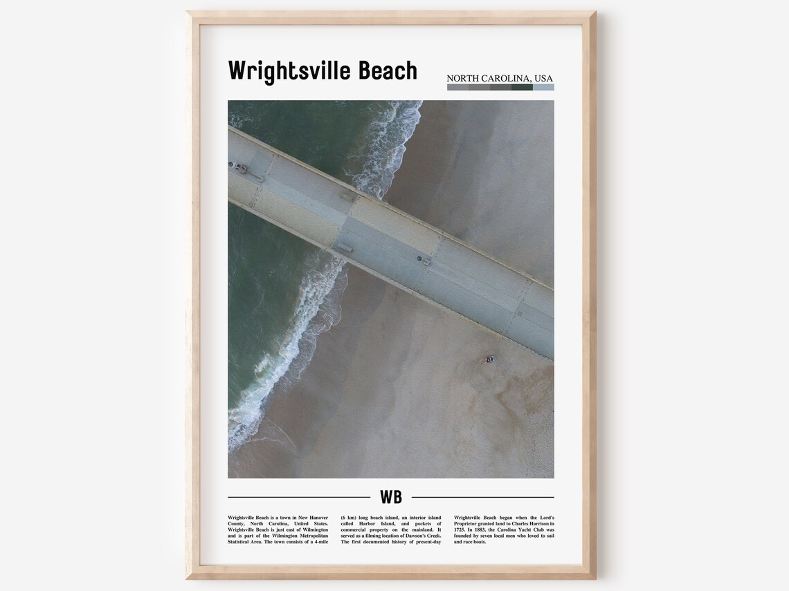 Wrightsville Beach North Carolina Ocean Pier Aerial Travel Poster
