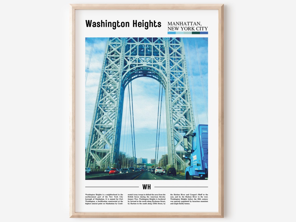 Washington Heights Manhattan Bridge View New York City Travel Poster