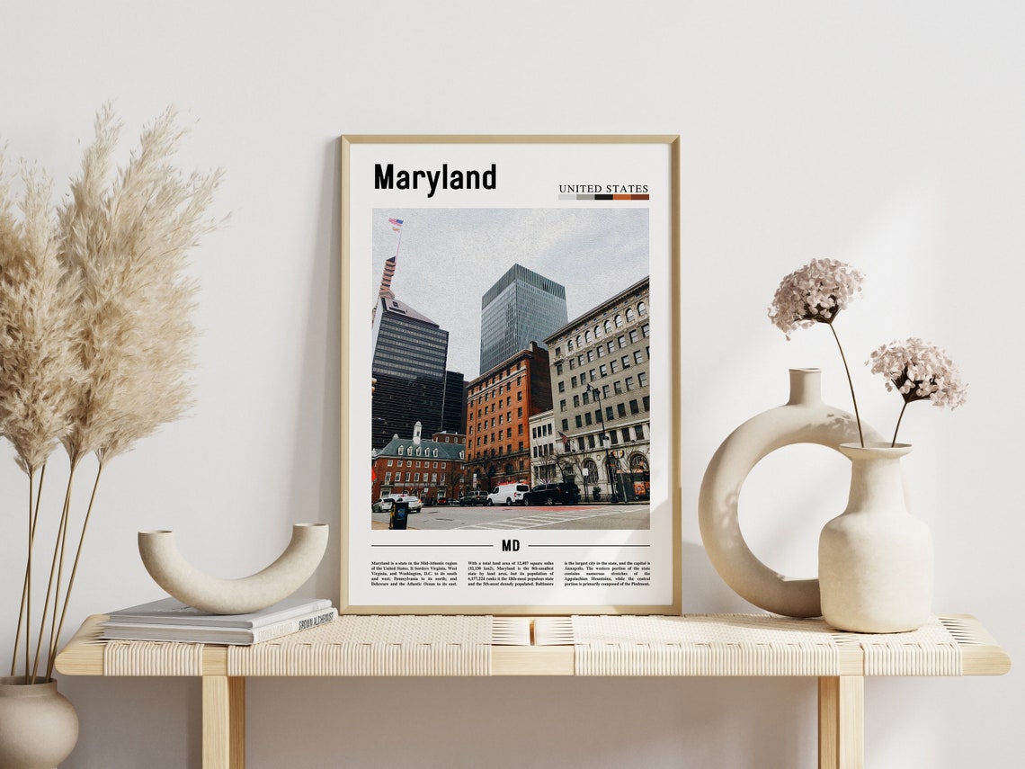 Maryland Poster Maryland Print Maryland Wall Art United States Photo United States Poster United States Print Travel Poster - Image 3
