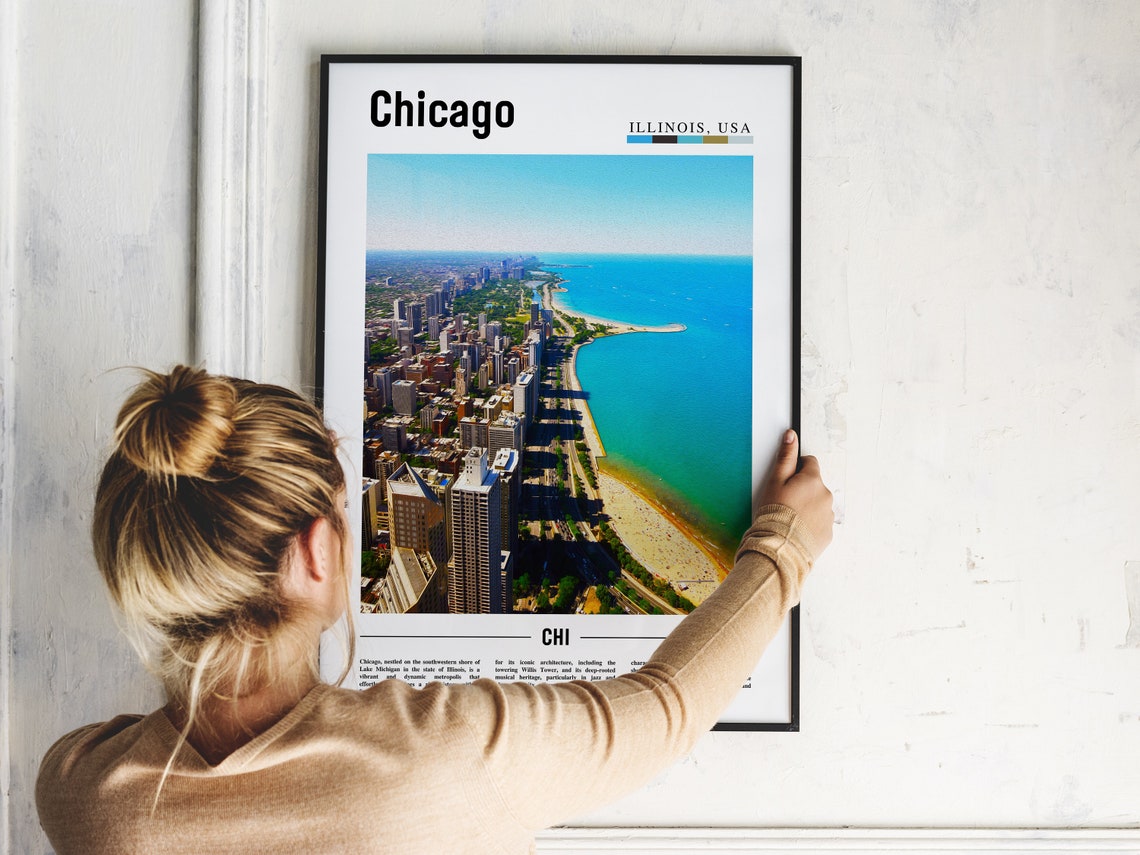 Chicago Lakefront Aerial View Skyline Illinois Photography Poster - Image 2