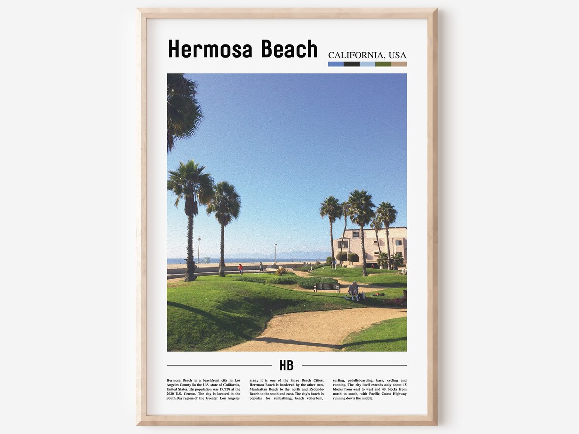 Hermosa Beach Print Hermosa Beach Poster Hermosa Beach Wall Art Oil Painting Poster City Artwork Travel Artwork Travel Wall Art