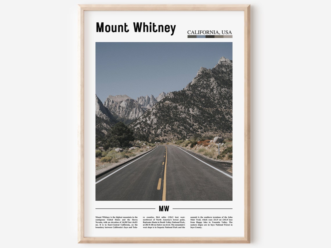 Mount Whitney California Desert Road Mountain Peaks Poster Art