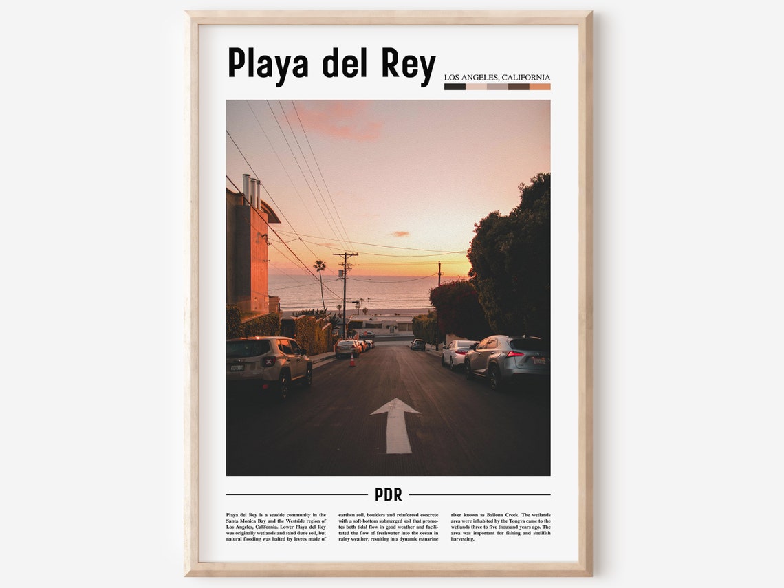 Playa Del Rey Print Playa Del Rey Poster Playa Del Rey Wall Art Minimal Travel Print Minimal City Poster Destination Oil Painting Poster
