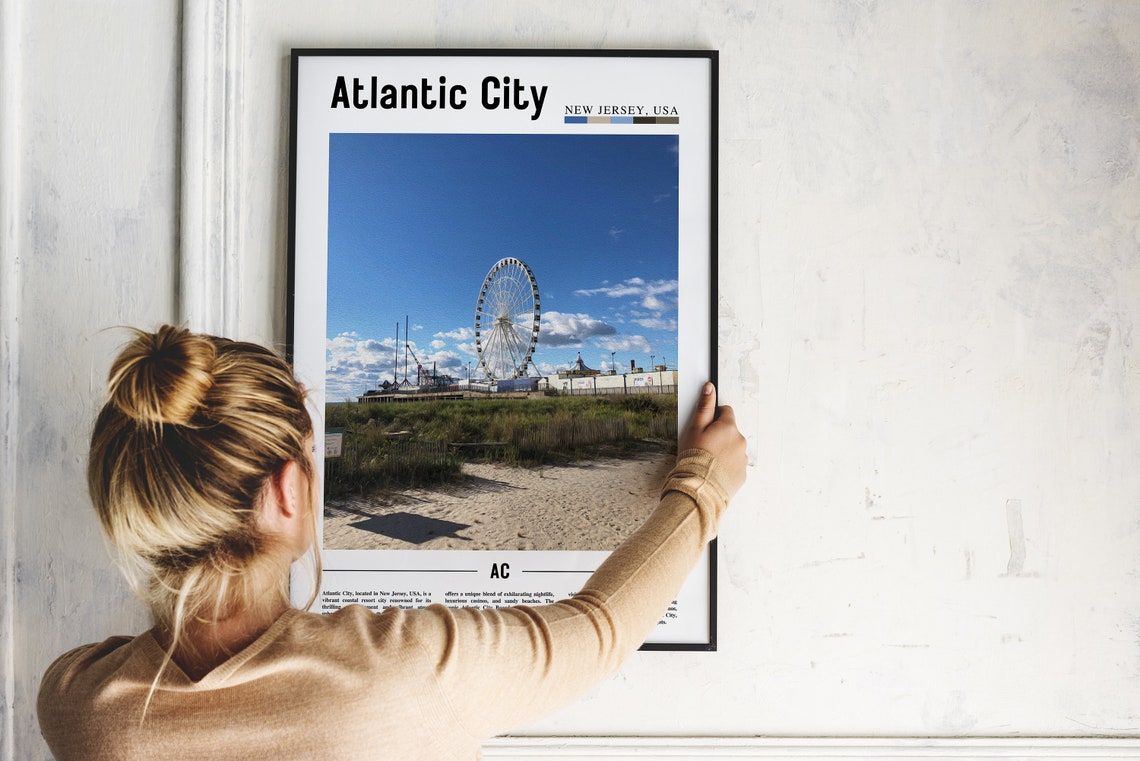 Atlantic City New Jersey Boardwalk Ferris Wheel Travel Poster - Image 2