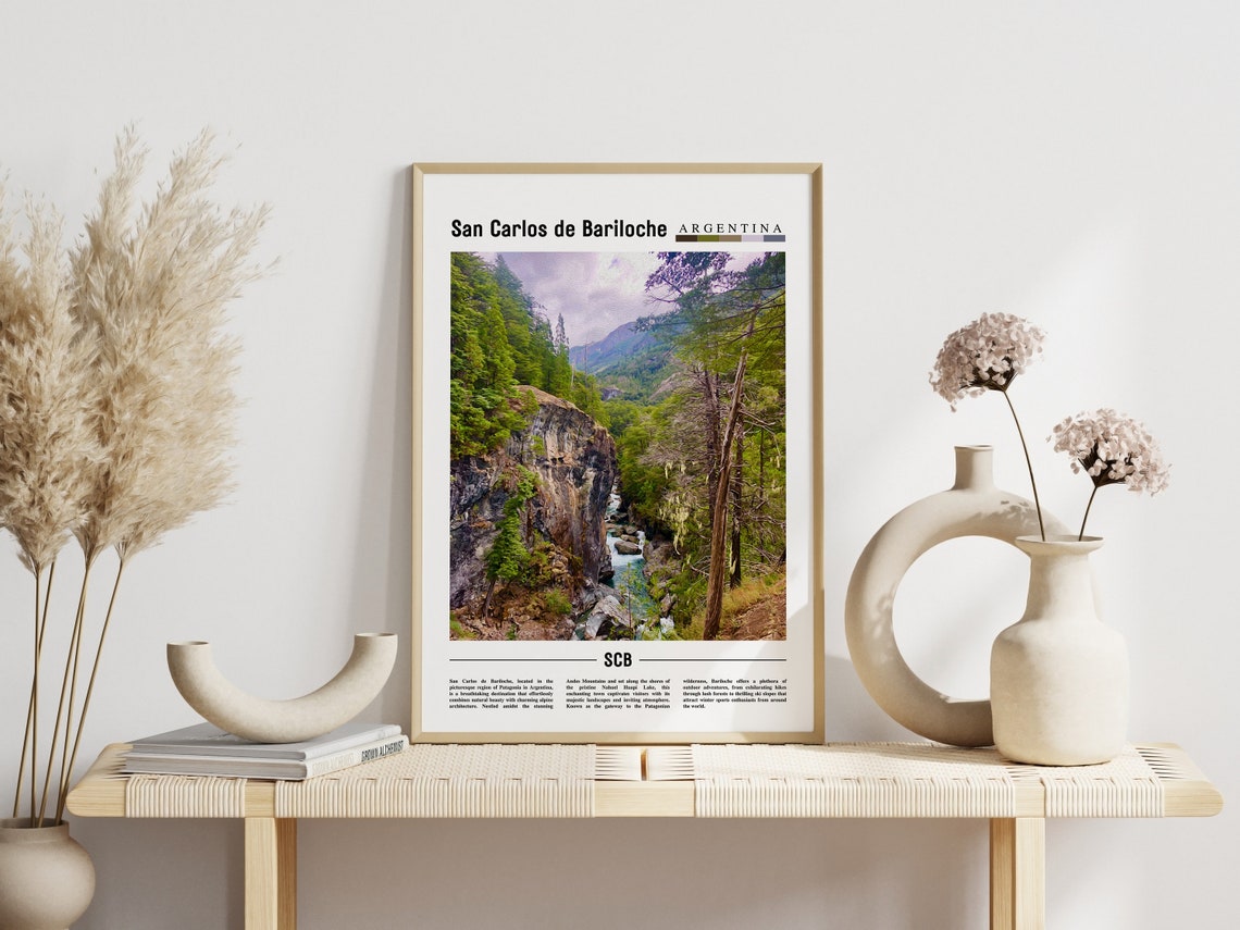 San Carlos De Bariloche Poster San Carlos De Bariloche Print San Carlos De Bariloche Wall Art Minimal Travel Print Oil Painting Poster - Image 3