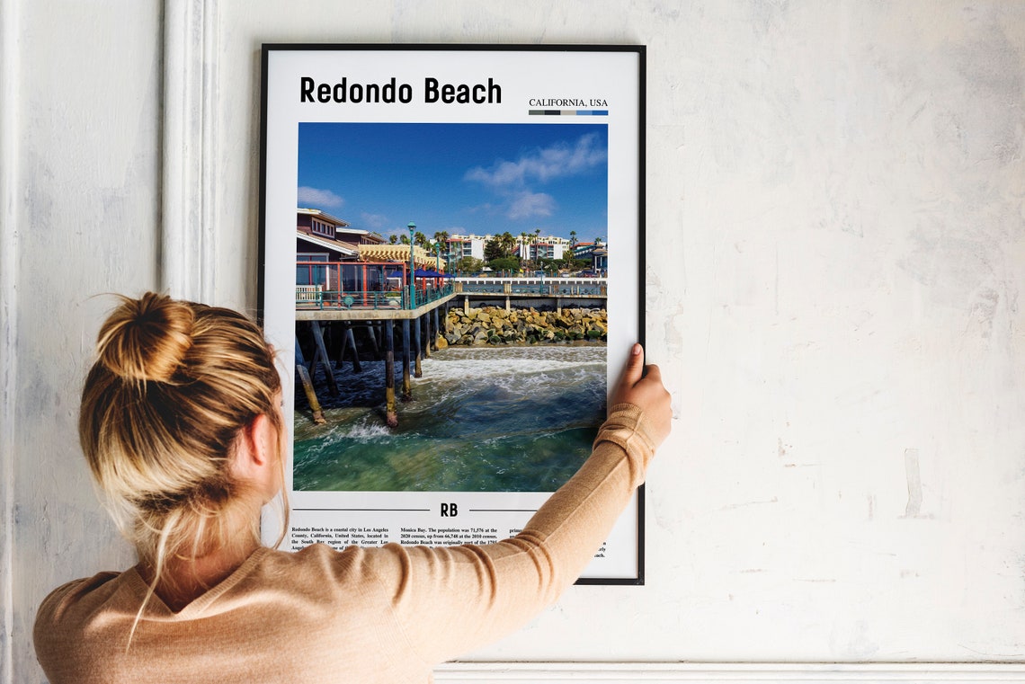 Redondo Beach California Municipal Pier Over Ocean Waves Travel Poster - Image 2