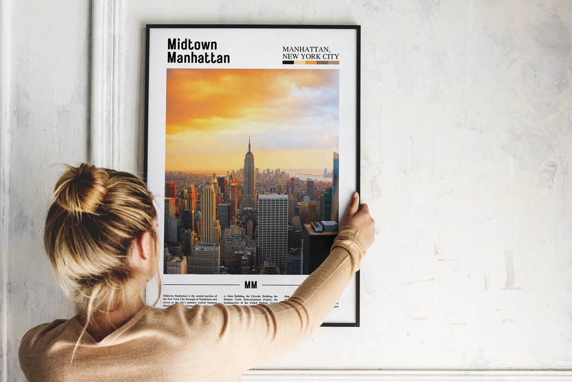 Midtown Manhattan Print Midtown Manhattan Poster Midtown Manhattan Wall Art Oil Painting Poster City Artwork Travel Artwork Travel Art - Image 2