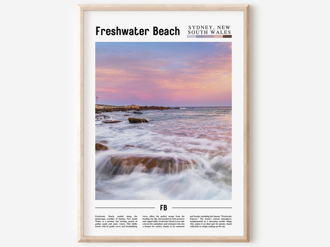 Freshwater Beach Sydney Sunset Rocky Shore Ocean Waves Poster