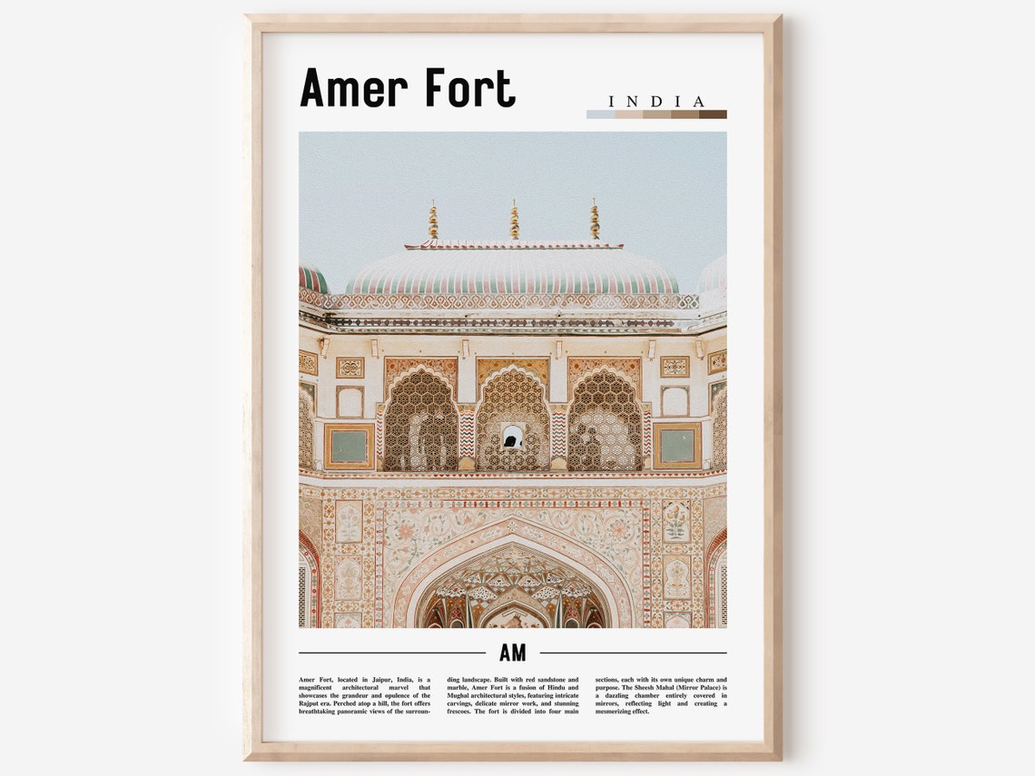 Amer Fort Jaipur India Palace Courtyard Architecture Travel Poster