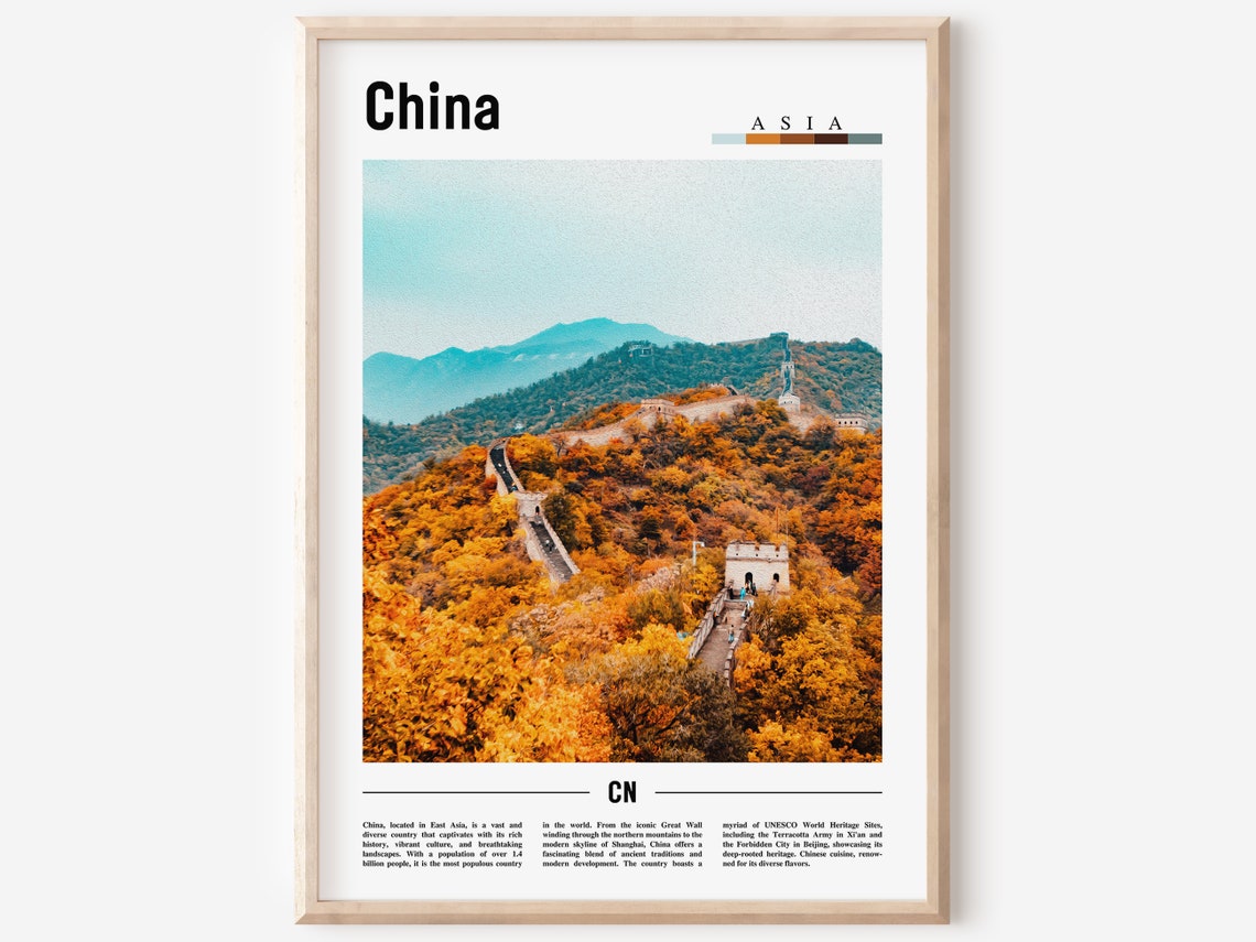 China Great Wall Autumn Foliage Mountain Ancient Wonder Poster