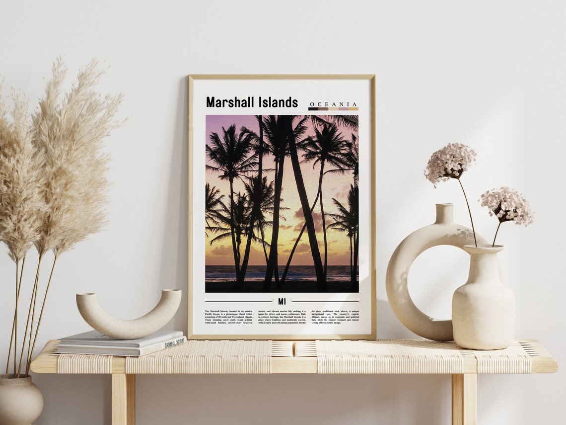 Marshall Islands Oceania Sunset Palm Tree Silhouette Travel Poster - Image 3
