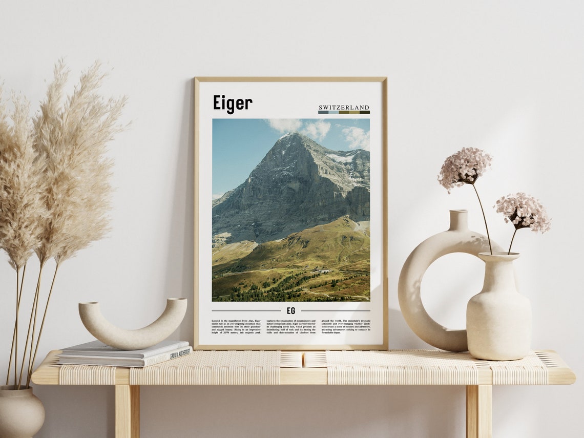 Eiger Switzerland Swiss Alps Dramatic Rock Face Mountain Photo Poster - Image 3
