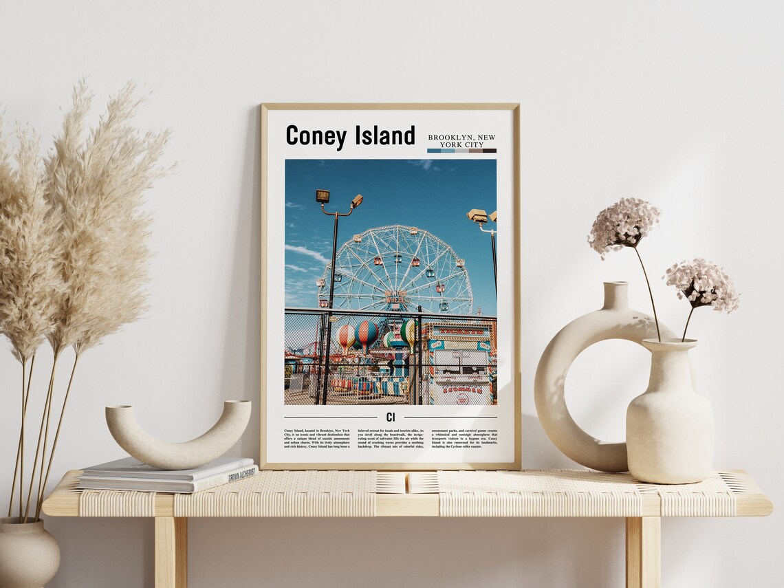 Coney Island Brooklyn Wonder Wheel Ferris Photo Travel Poster - Image 3
