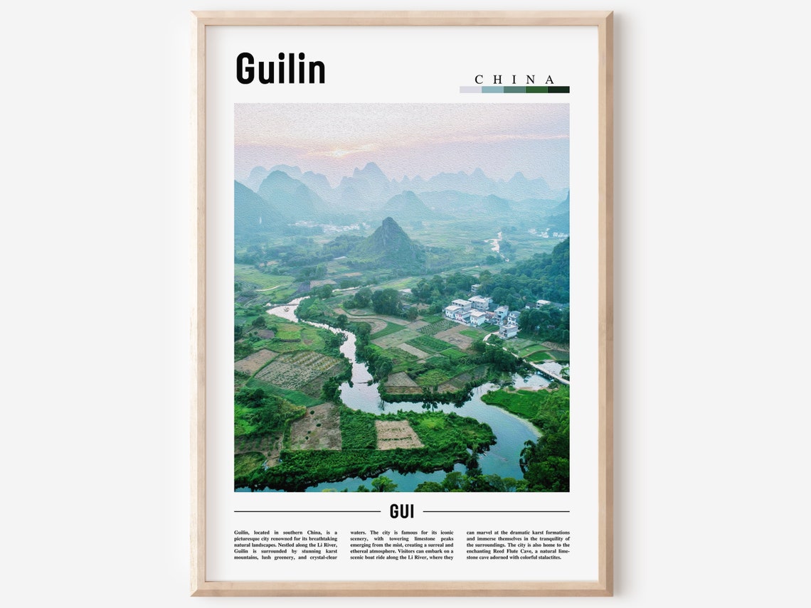 Guilin Poster Guilin Print Guilin Wall Art Asia Print Asia Poster Asia Photo Minimal Travel Poster