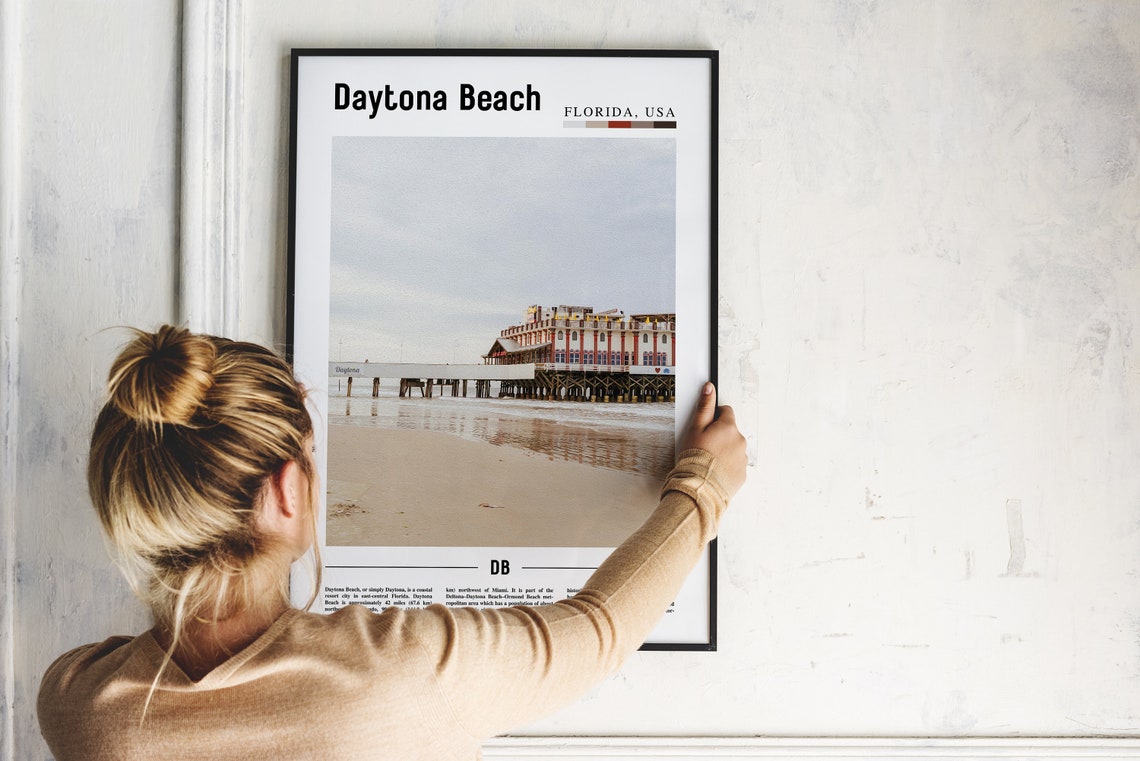 Daytona Beach Florida Beach Pier Oceanfront Minimalist Travel Poster - Image 2