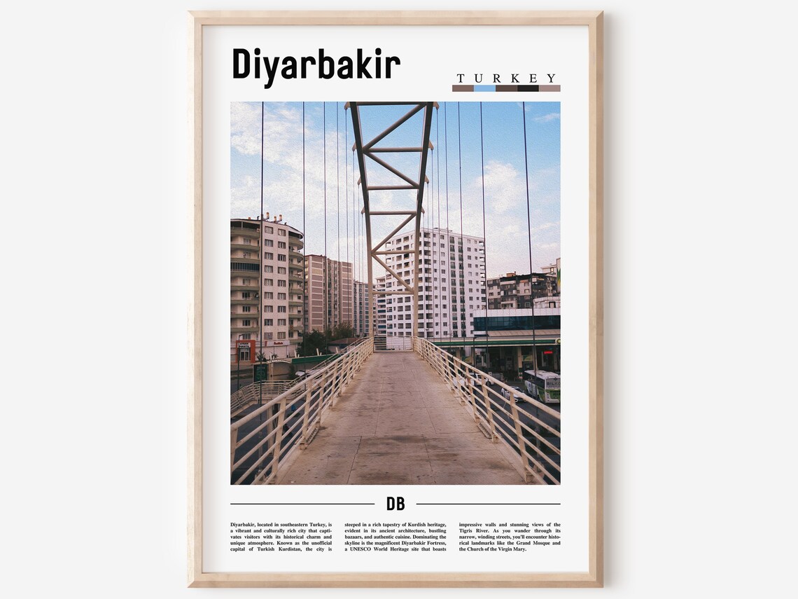 Diyarbakir Turkey City Bridge Minimalist Urban Travel Poster