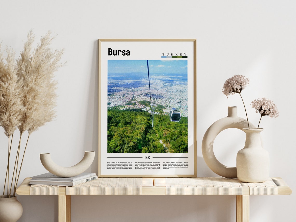 Bursa Turkey Cable Car Mountain City View Minimal Travel Poster - Image 3