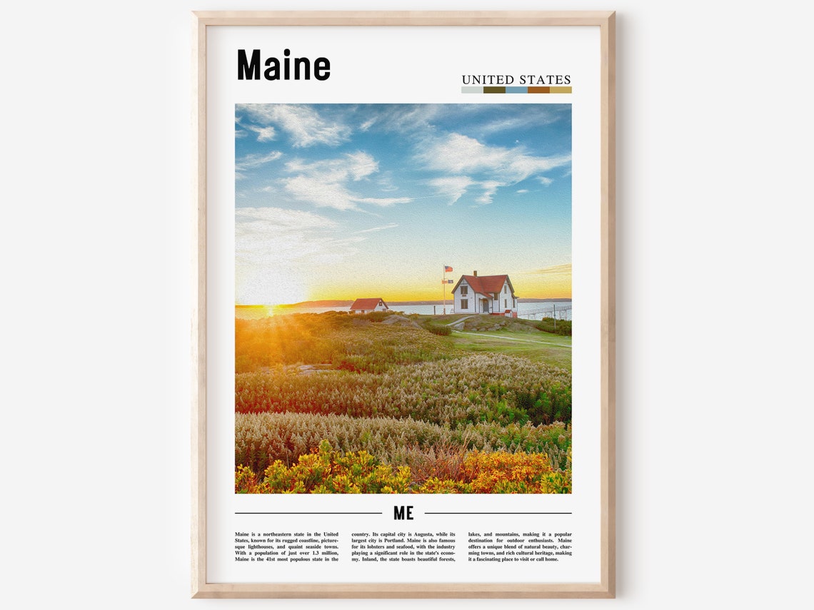 Maine Poster Maine Print Maine Wall Art United States Photo United States Poster United States Print Travel Poster
