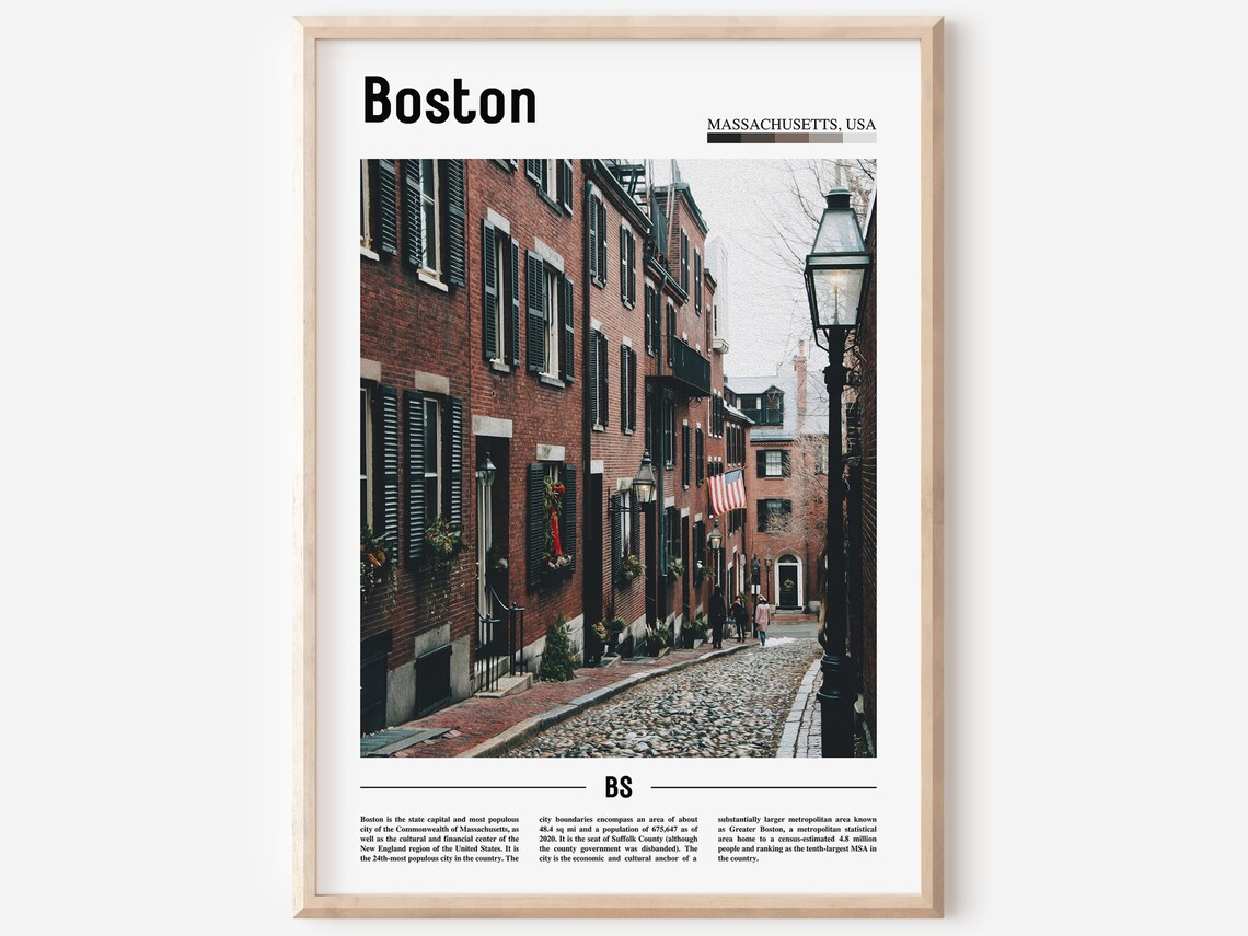 Boston Massachusetts Historic Cobblestone Street Photo Poster