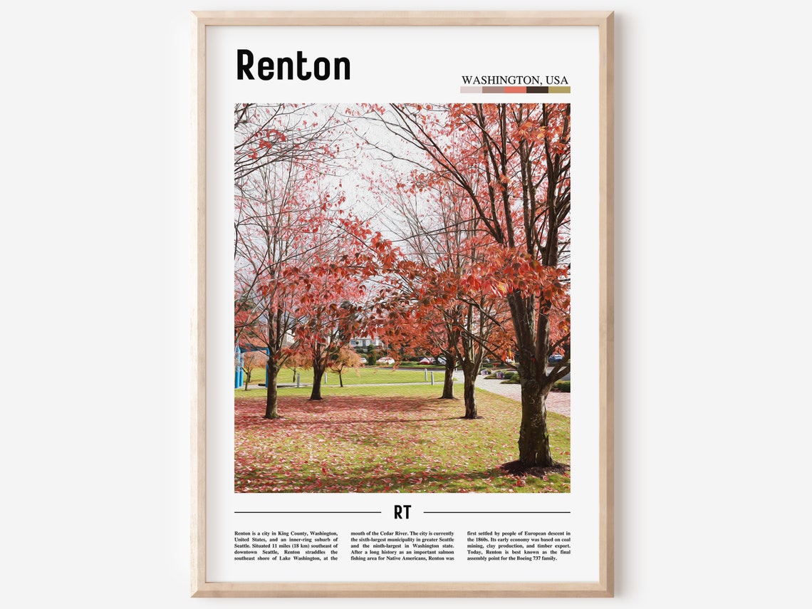Renton Poster Renton Print Renton Wall Art United States Photo United States Poster United States Print Travel Poster