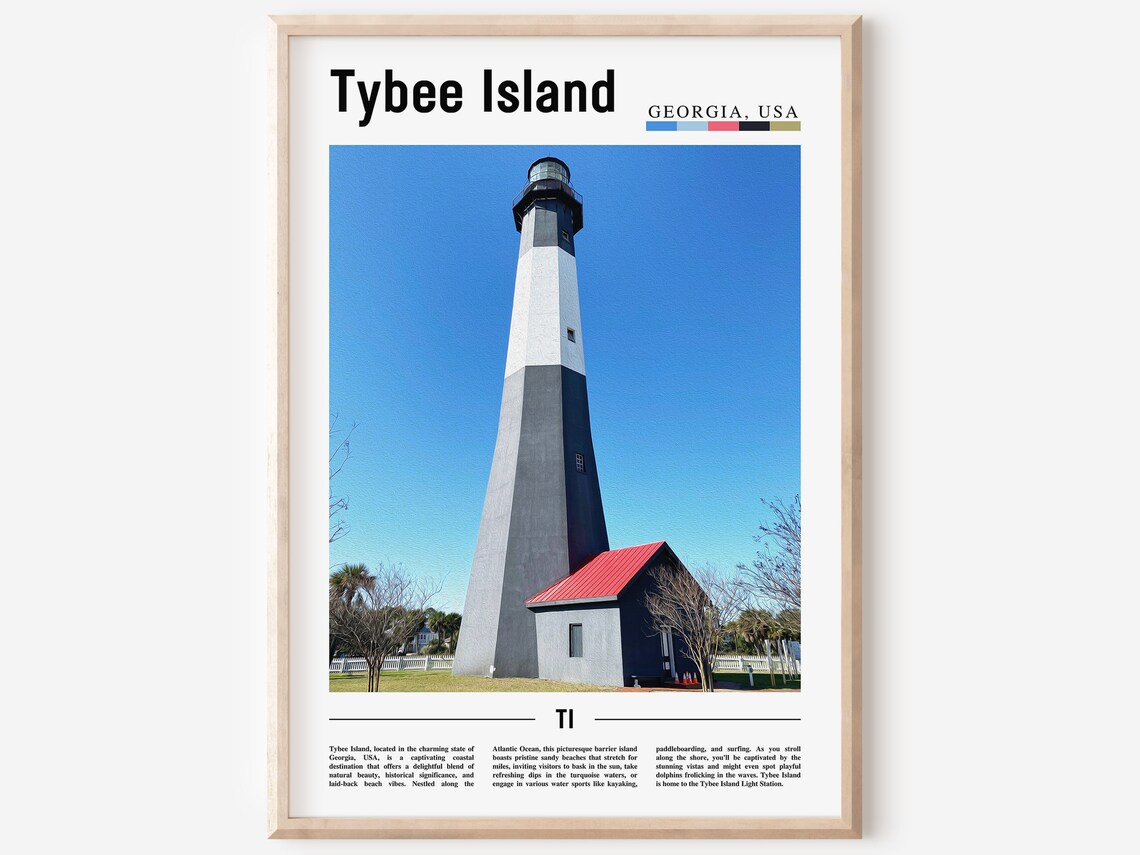 Tybee Island Lighthouse Georgia USA Coastal Landmark Travel Poster