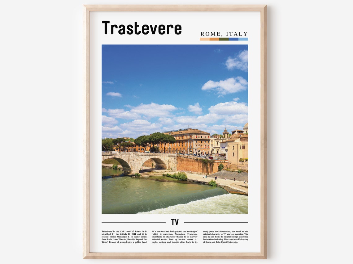 Trastevere Print Trastevere Poster Trastevere Wall Art Oil Painting Poster Colorful City Print City Artwork Travel Artwork Travel Art