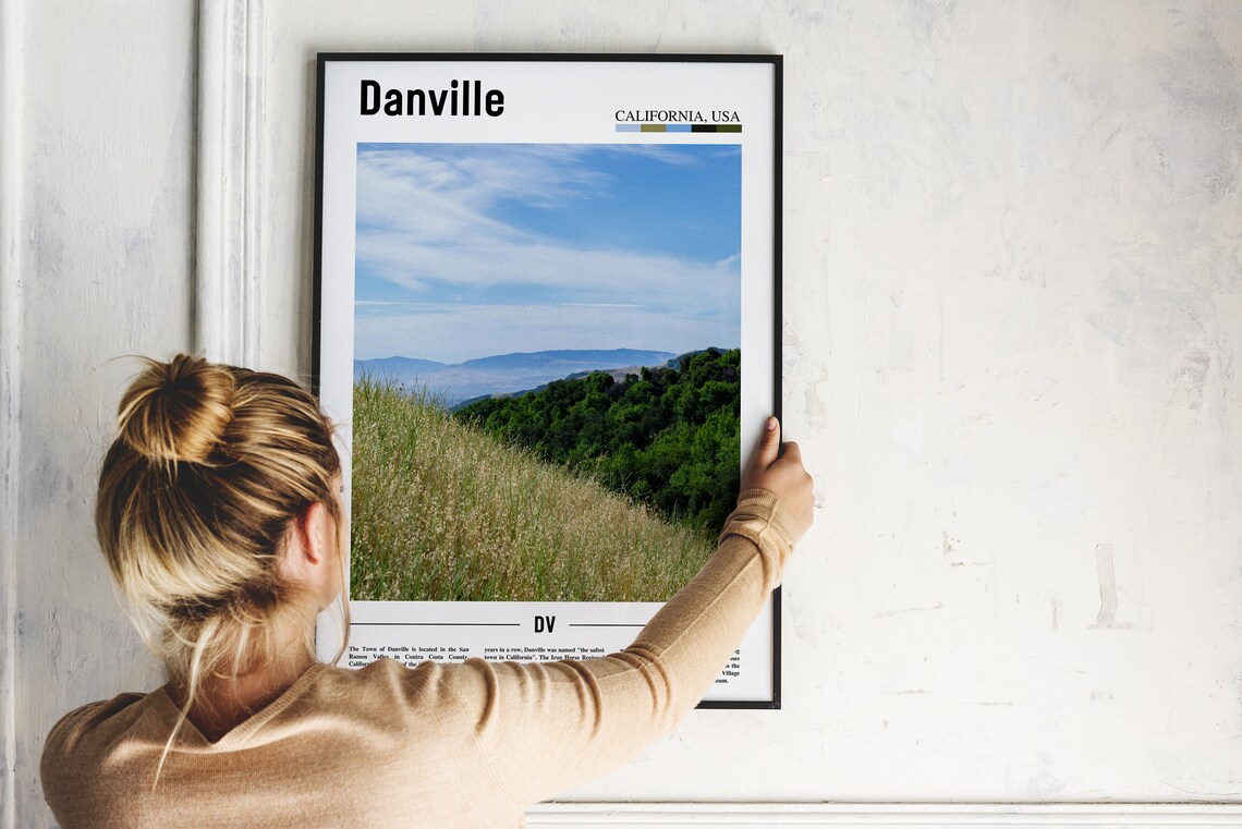 Danville California USA Rolling Green Hills Landscape Travel Poster - Image 2