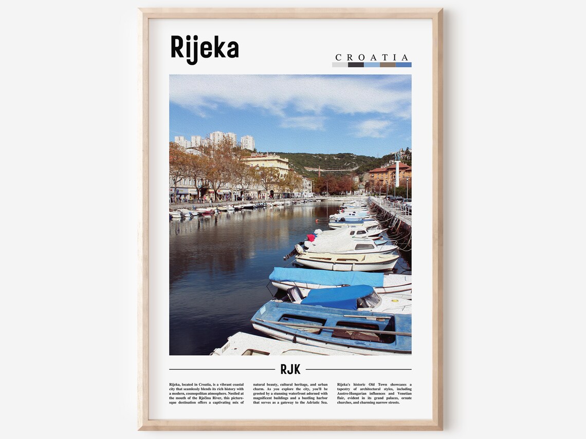 Rijeka Croatia Marina Harbor Boats Old Town Waterfront Travel Poster
